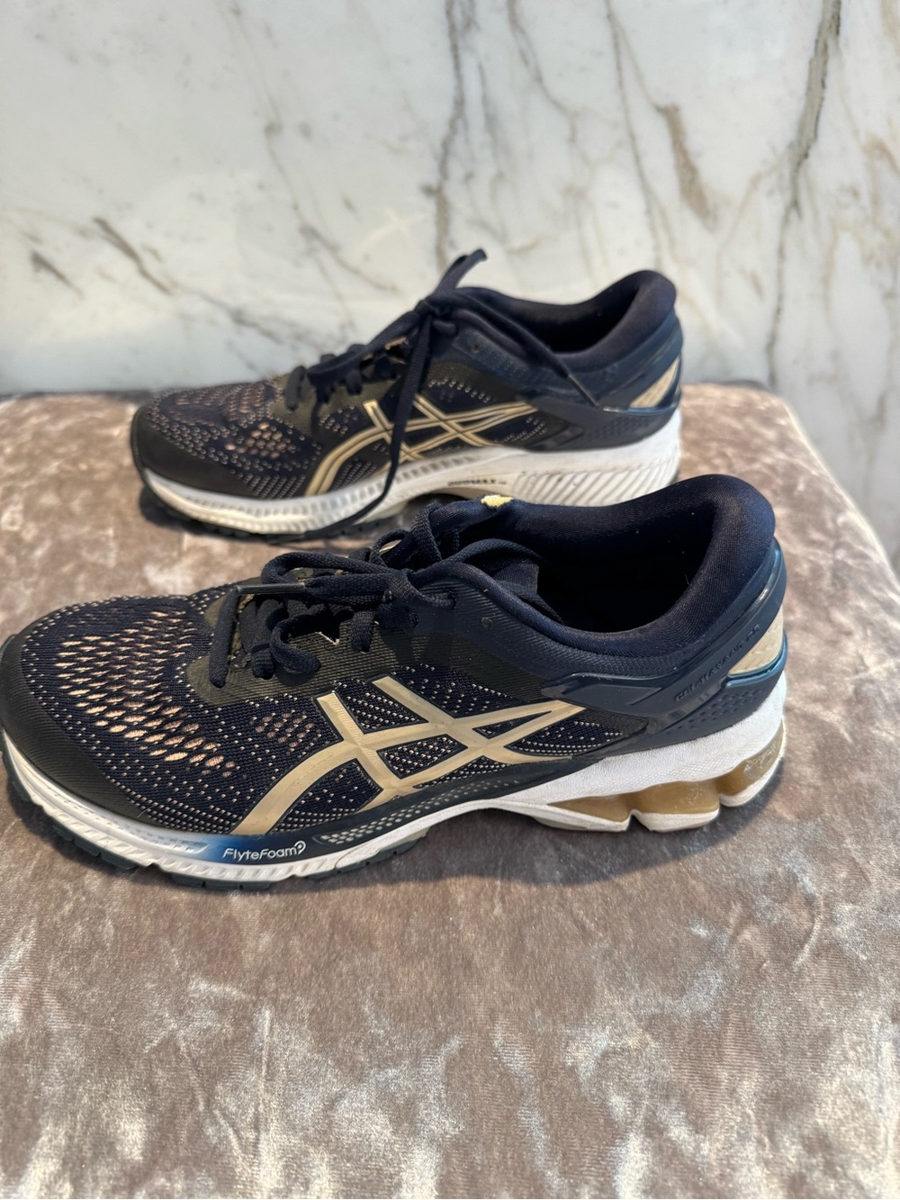 ASICS Black and Gold Ladies Running Shoes